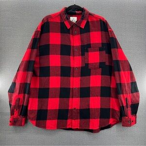 H&M Red and Black Casual Long‎ Sleeve Flannel Button Down Shirt Size 2XL